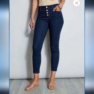 NWT Tahari Dark Blue Rayon Denim Mid-rise Skinny Jeans Woman's Size 14/32